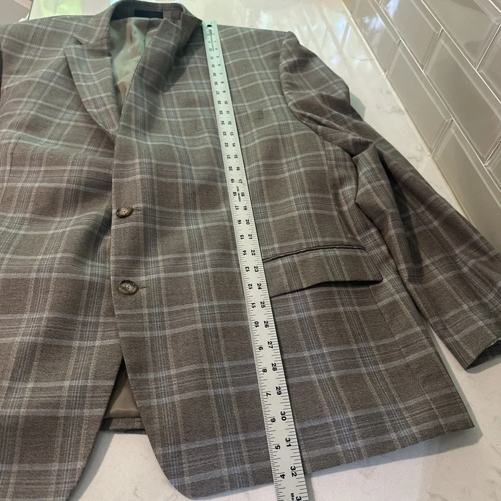 Lauren Ralph Lauren Men UltraFlex Plaid Sports Coat Blazer‎ Tan Blue Jacket 50R